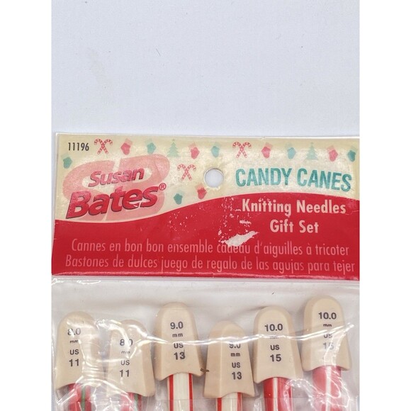 Vintage Christmas 10” Knitting Needles Gift Set Susan Bates Candy Cane 8 9 10 - Picture 12 of 16